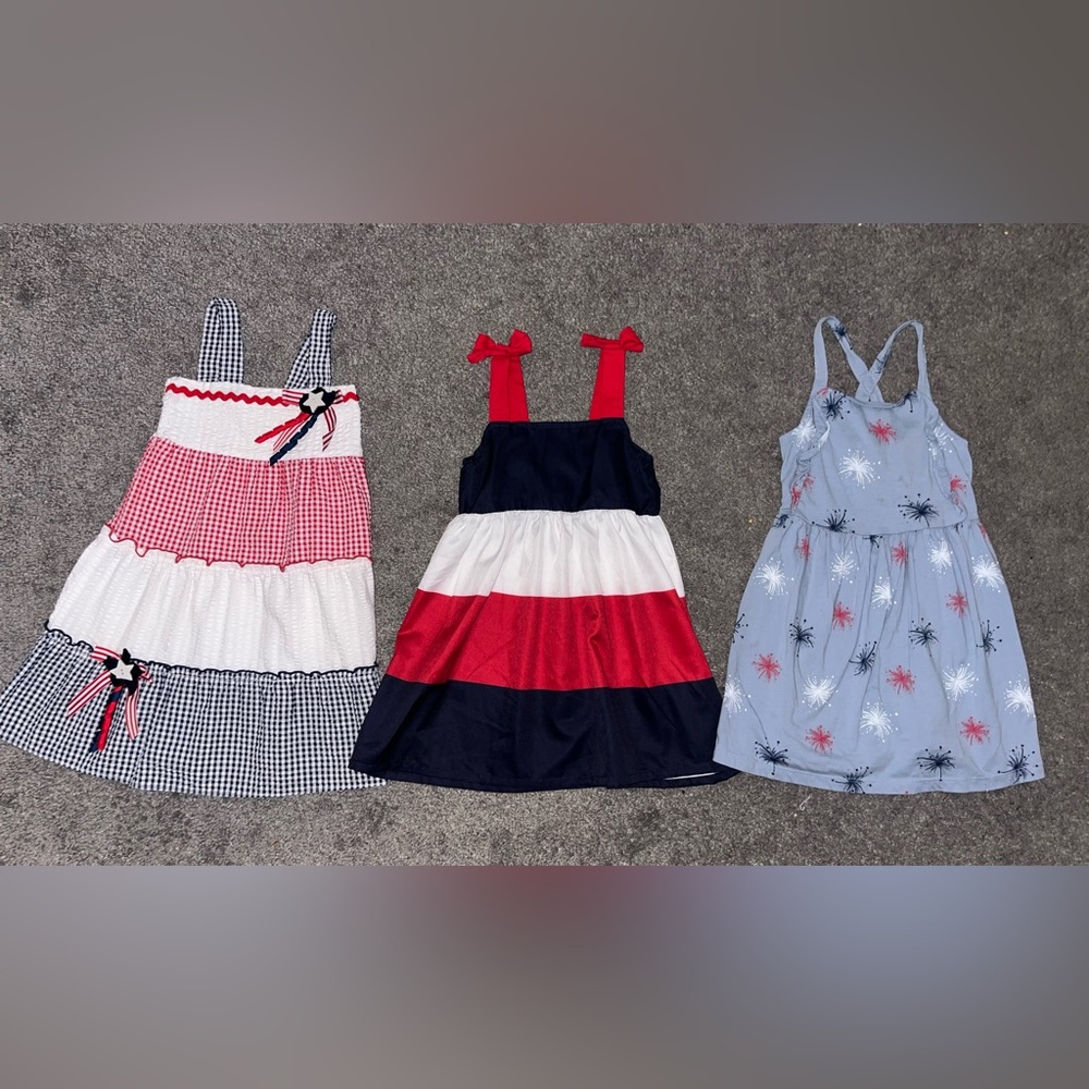 Girls 4T Patriotic Dress Lot – 3pc USA/4th of July Dresses | Sophia Rose, etc